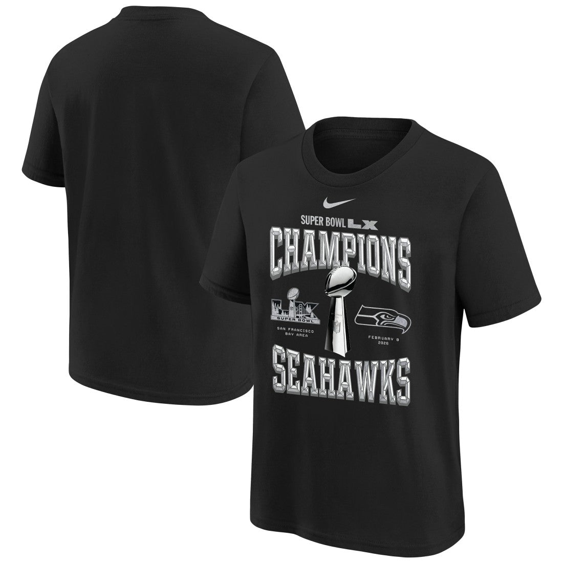 Youth Super Bowl LX Champions Locker Room Trophy Collection Replica T-Shirt - Seattle Seahawks