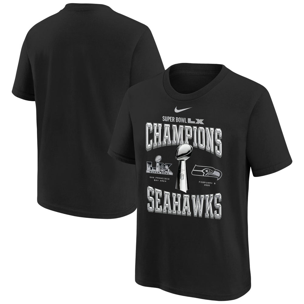 Youth Super Bowl LX Champions Locker Room Trophy Collection Replica T-Shirt - Seattle Seahawks