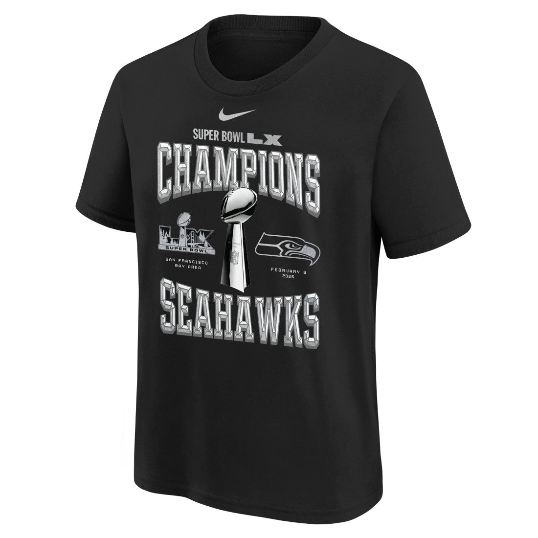 Youth Super Bowl LX Champions Locker Room Trophy Collection Replica T-Shirt - Seattle Seahawks