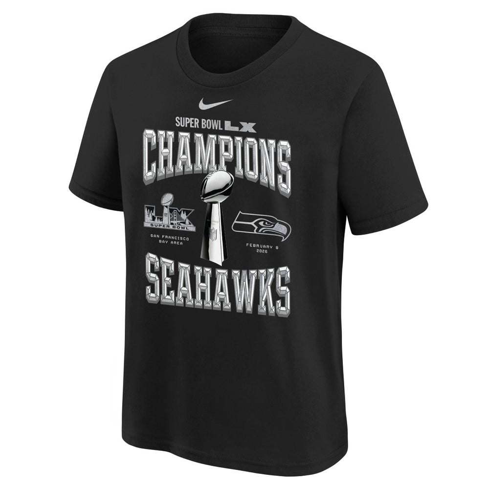 Youth Super Bowl LX Champions Locker Room Trophy Collection Replica T-Shirt - Seattle Seahawks