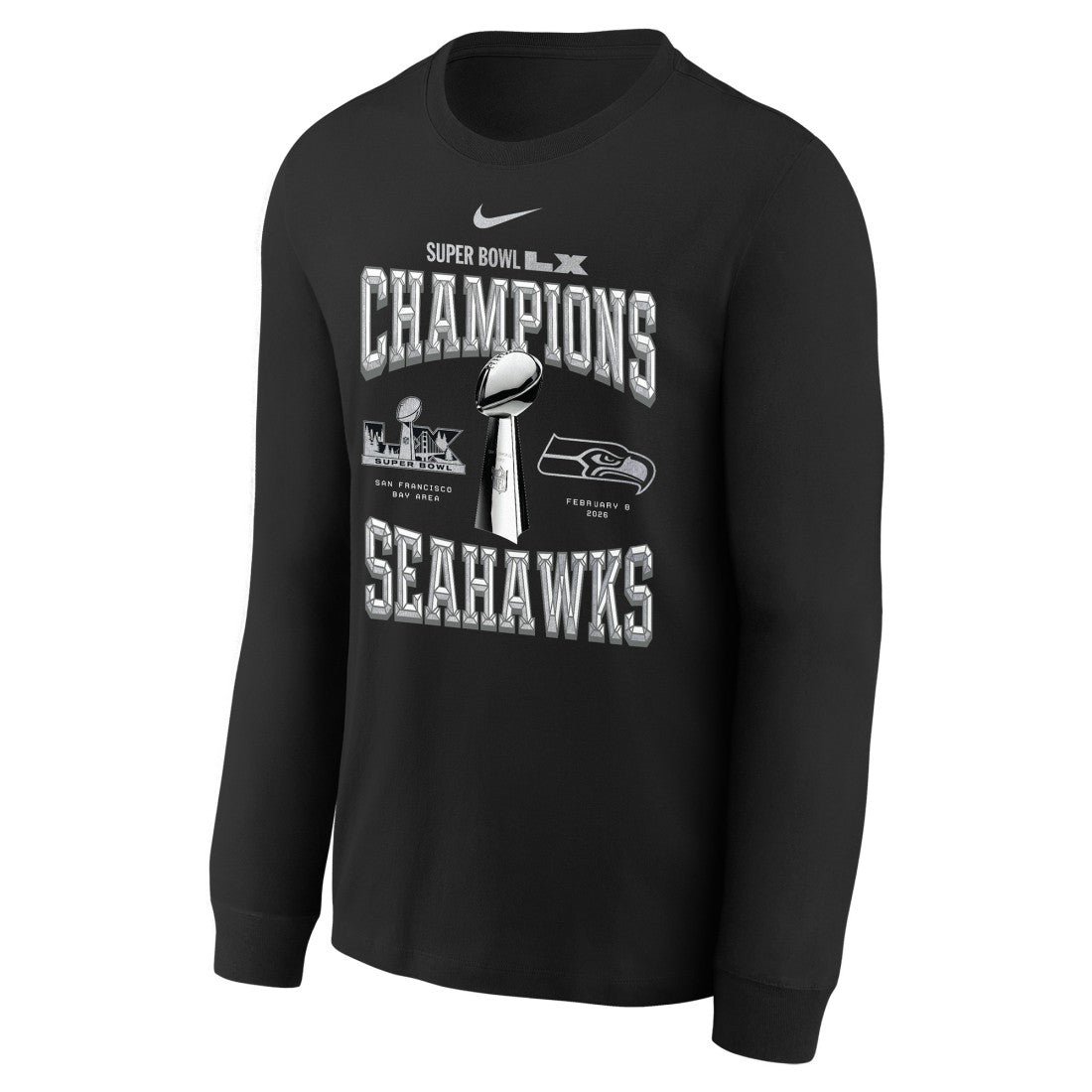Youth Super Bowl LX Champions Locker Room Trophy Collection Long Sleeve T-Shirt - Seattle Seahawks