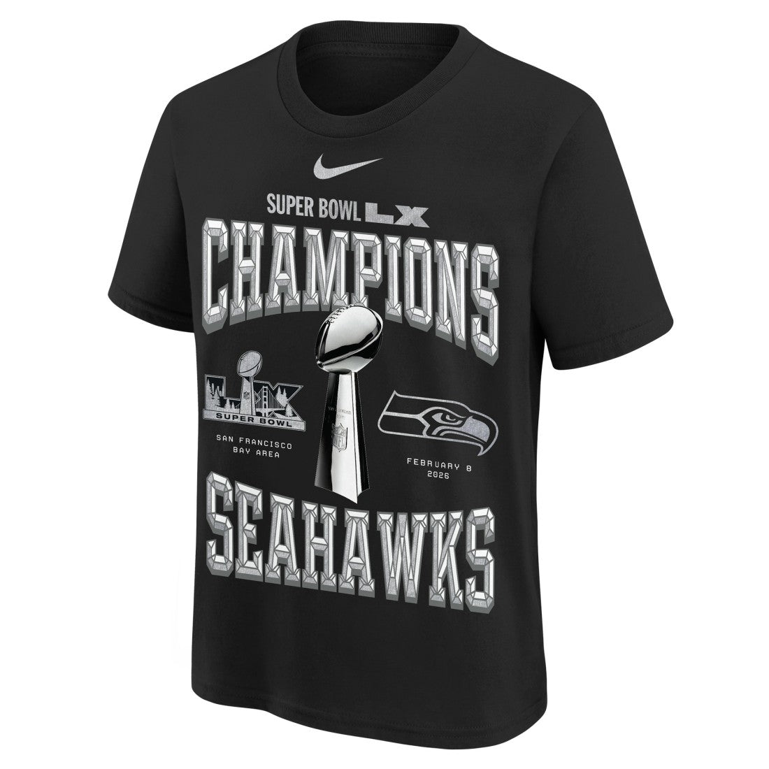 Youth Super Bowl LX Champions Locker Room Trophy Collection Authentic T-Shirt - Seattle Seahawks