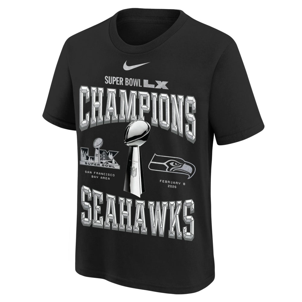 Youth Super Bowl LX Champions Locker Room Trophy Collection Authentic T-Shirt - Seattle Seahawks