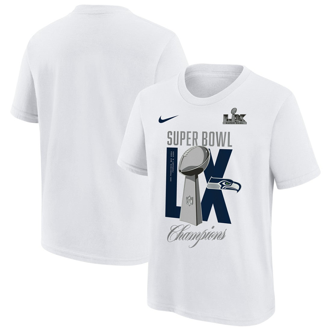 Youth Super Bowl LX Champions Lombardi Trophy T-Shirt - Seattle Seahawks