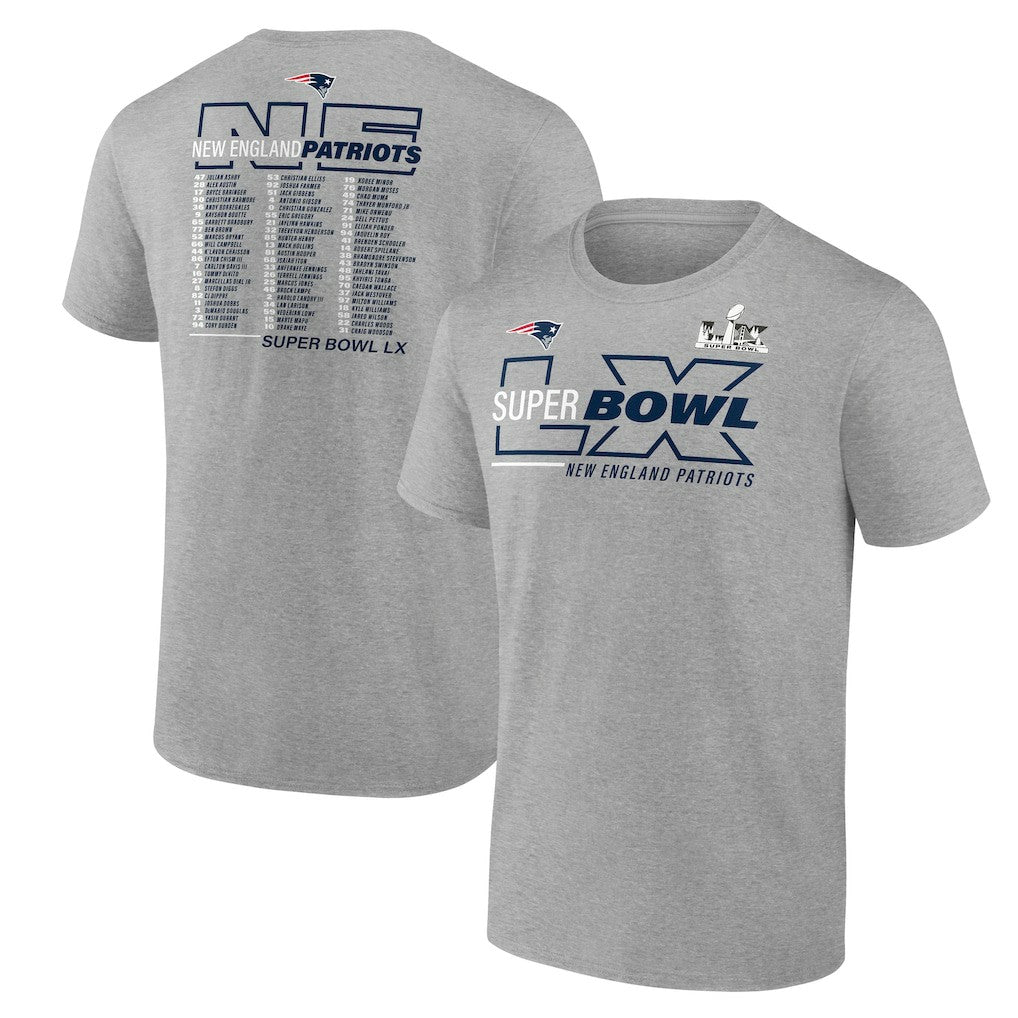 Super Bowl LX Big & Tall Roster T-Shirt - New England Patriots
