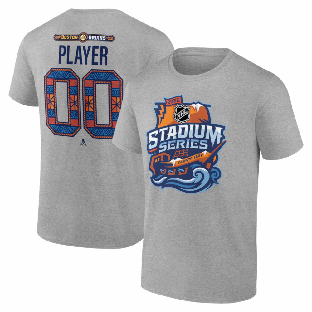 NHL Gray Boston Bruins 2026 NHL Stadium Series Personalized Name & Number T-Shirt