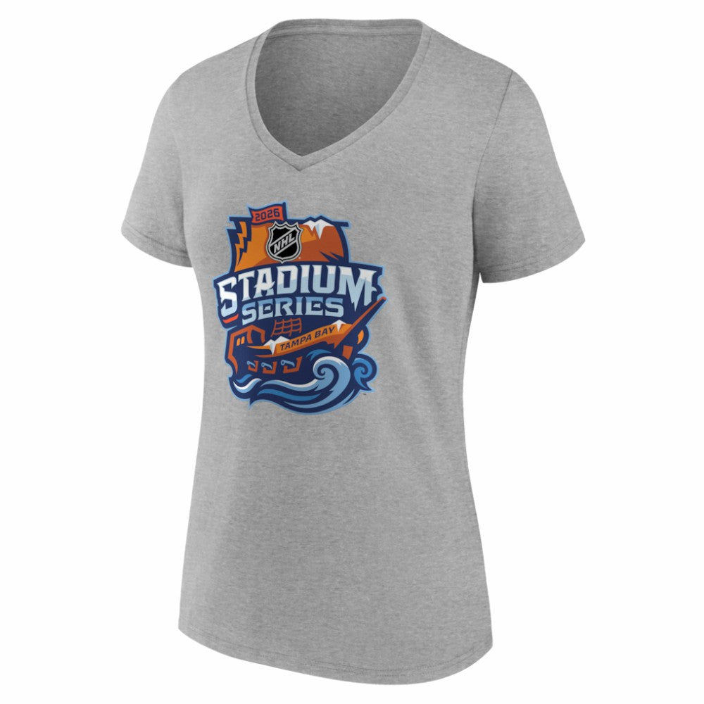 NHL Gray Boston Bruins Women's 2026 NHL Stadium Series Personalized Name & Number V-Neck T-Shirt