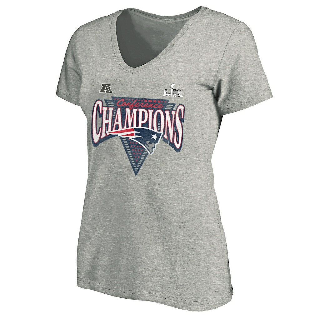 Women's 2025 AFC Champions Plus Size Hail Mary Tri-Blend V-Neck T-Shirt - New England Patriots
