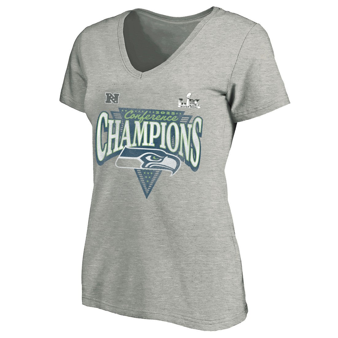 Women's 2025 NFC Champions Plus Size Hail Mary Tri-Blend V-Neck T-Shirt - Seattle Seahawks