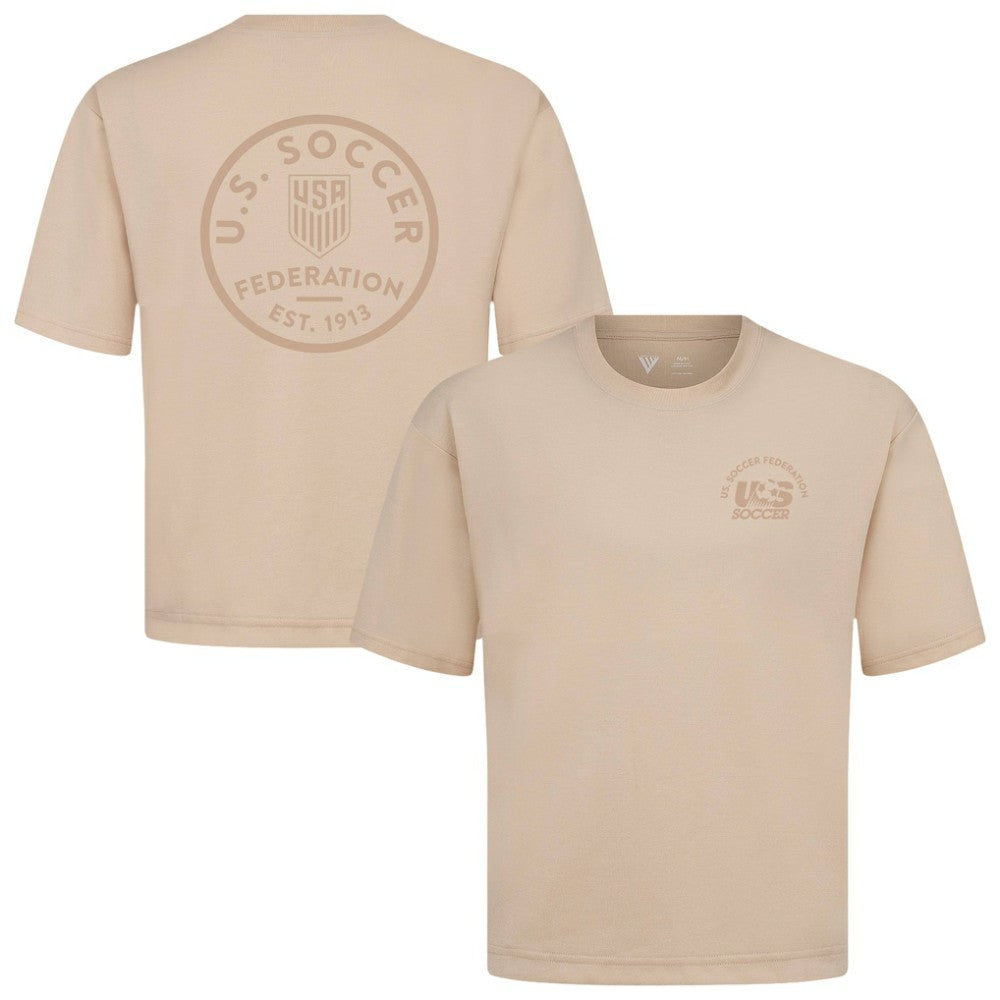 USMNT Levelwear Luxe Signature Knit Transit Tonal T-Shirt -  Khaki
