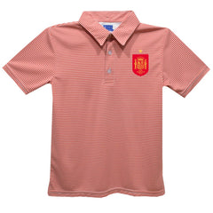 Spain National Team Vive La Fete Youth Pencil Stripe Polo -  Red