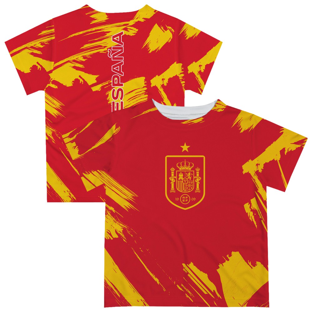 Spain National Team Vive La Fete Youth Paint Brush T-Shirt -  Red