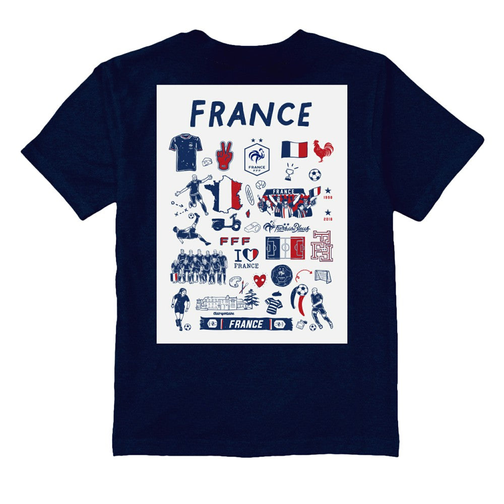 France National Team Vive La Fete Youth Impressions Artwork T-Shirt -  Navy