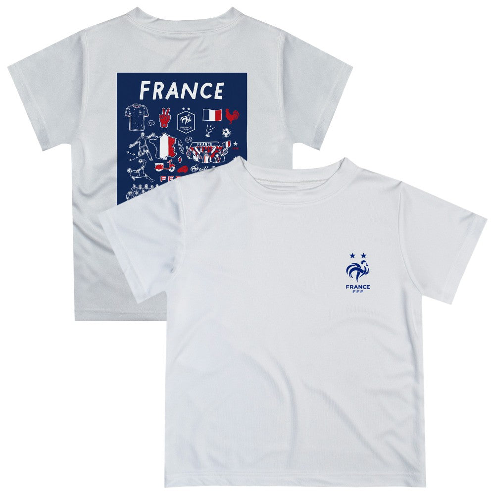 France National Team Vive La Fete Youth Impressions Artwork T-Shirt -  White