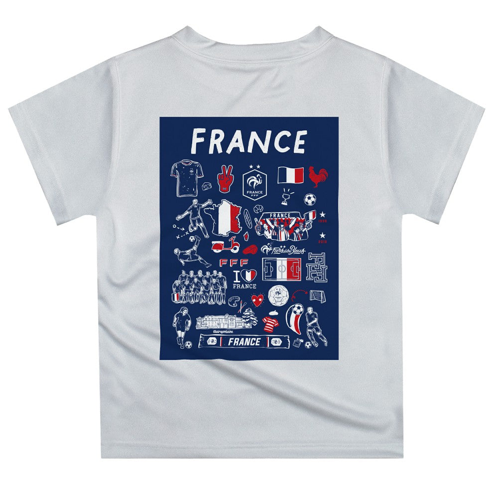 France National Team Vive La Fete Youth Impressions Artwork T-Shirt -  White