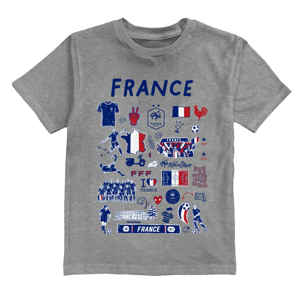 France National Team Vive La Fete Youth Impressions Artwork T-Shirt -  Gray