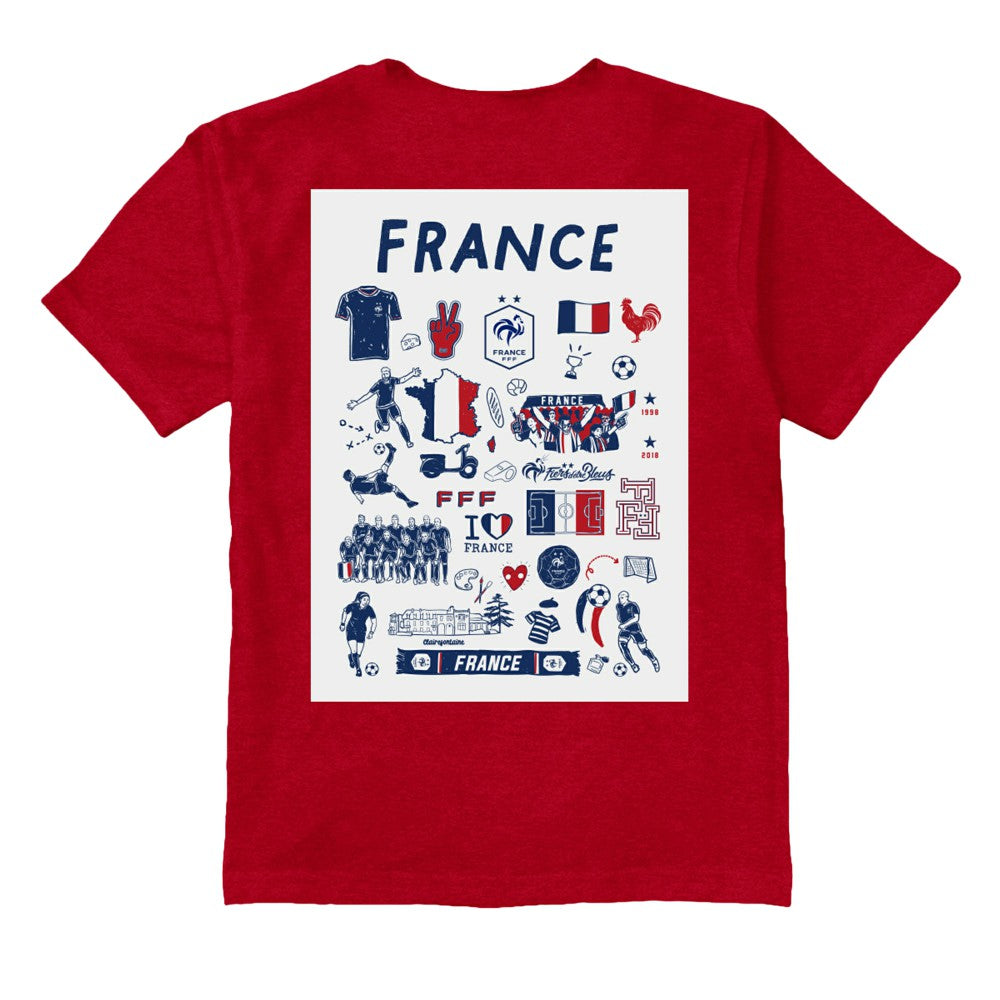 France National Team Vive La Fete Youth Impressions Artwork T-Shirt -  Red