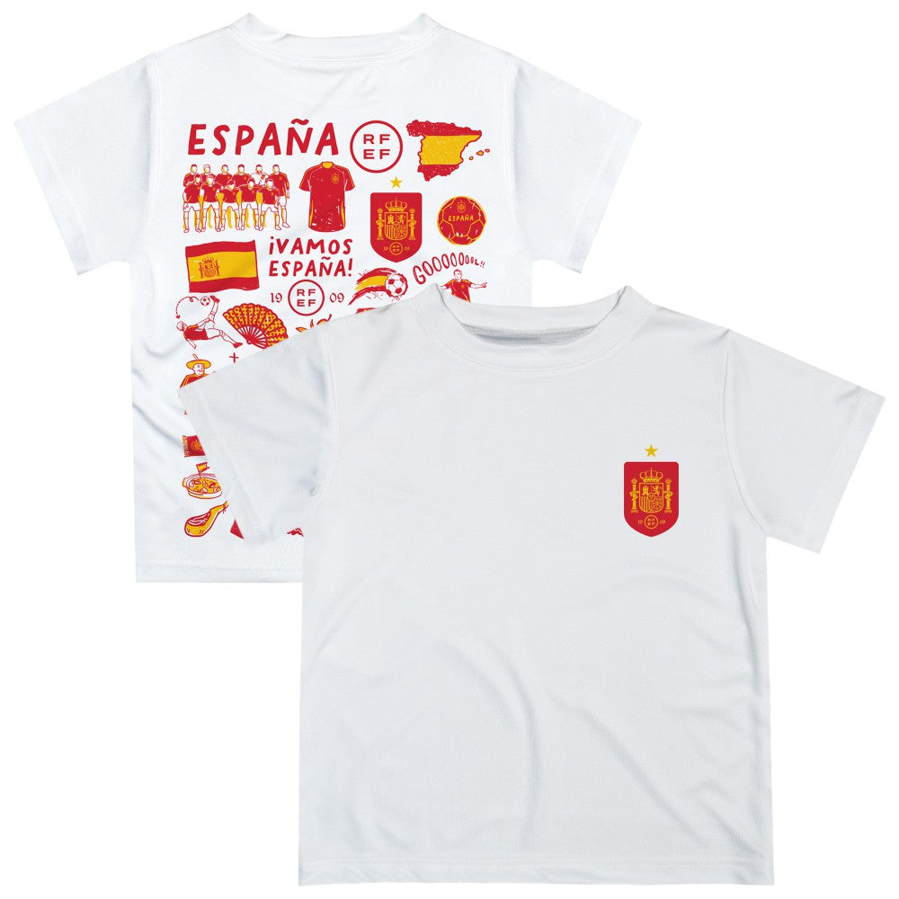 Spain National Team Vive La Fete Youth Impressions Artwork T-Shirt -  White