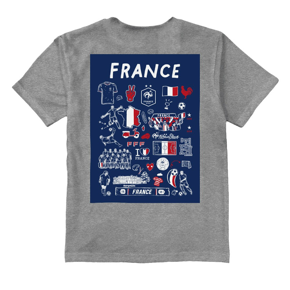 France National Team Vive La Fete Youth Impressions Artwork T-Shirt -  Gray