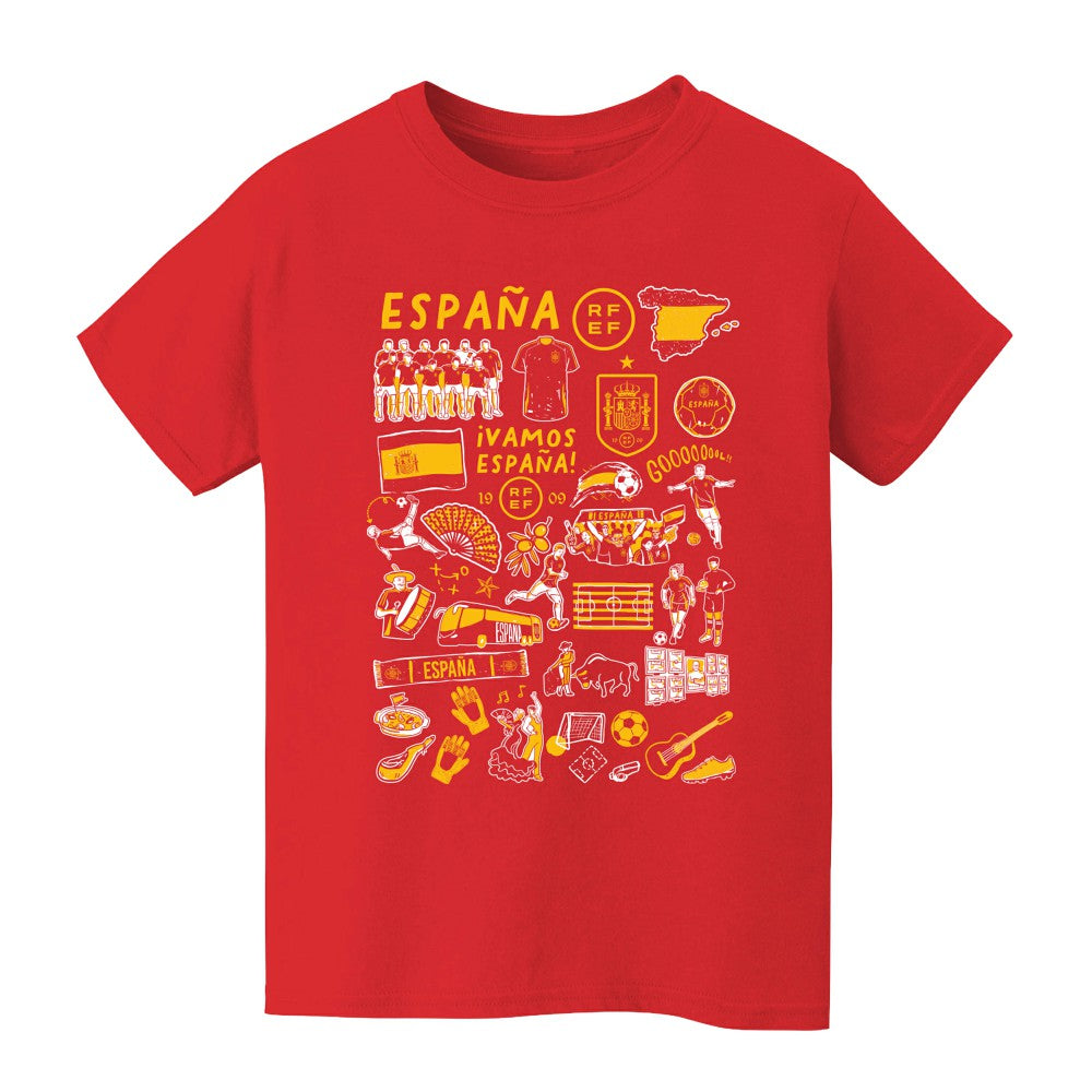 Spain National Team Vive La Fete Youth Impressions Artwork T-Shirt -  Red