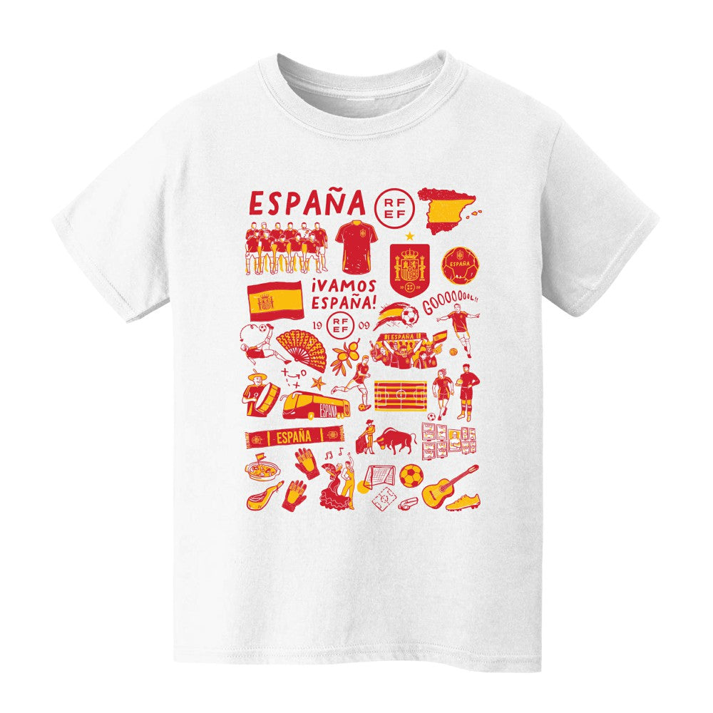 Spain National Team Vive La Fete Youth Impressions Artwork T-Shirt -  White