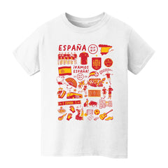 Spain National Team Vive La Fete Youth Impressions Artwork T-Shirt -  White