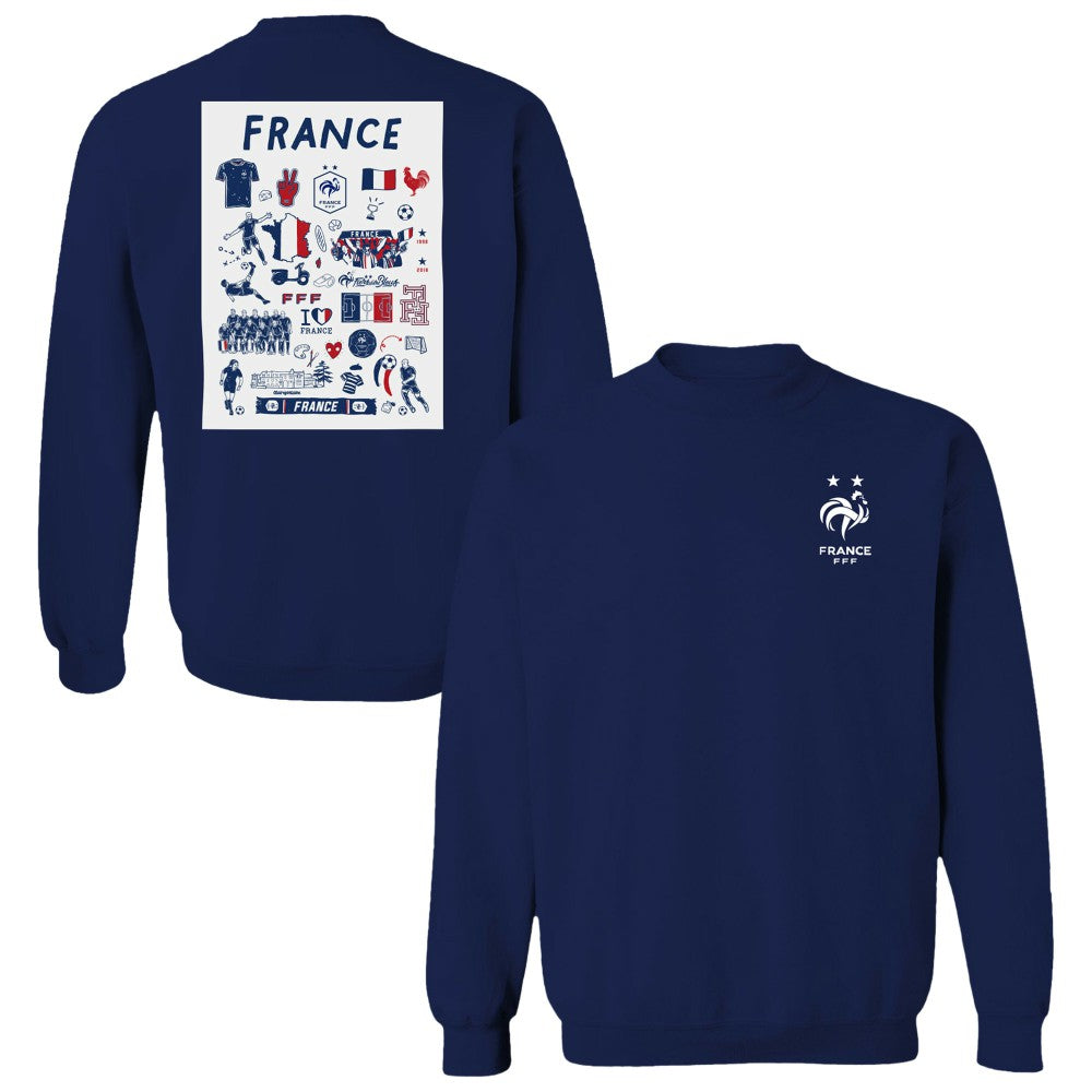 France National Team Vive La Fete Women's Impressions Artwork Sweatshirt -  Navy