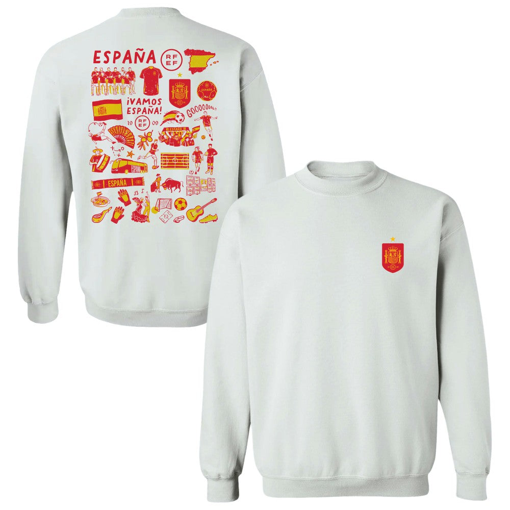 Spain National Team Vive La Fete Women's Impressions Artwork Sweatshirt -  White