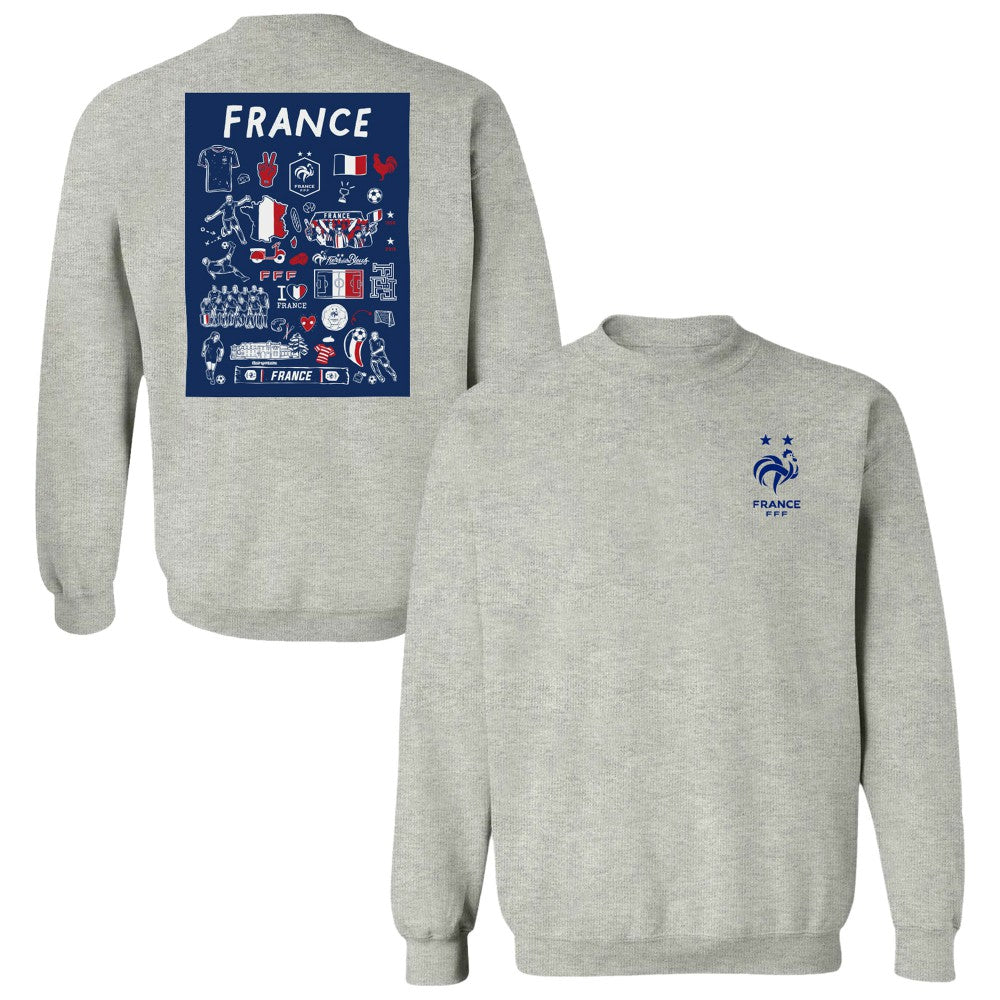 France National Team Vive La Fete Women's Impressions Artwork Sweatshirt -  Gray