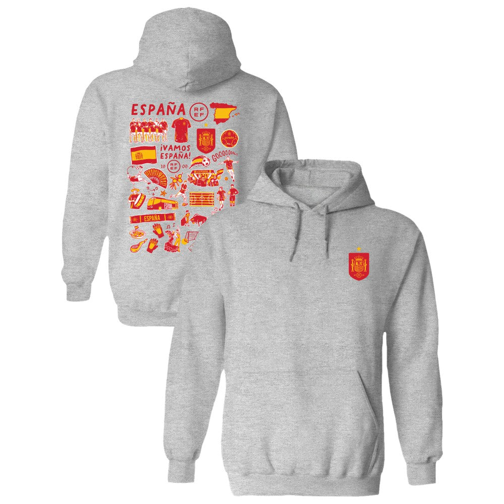 Spain National Team Vive La Fete Women's Impressions Artwork Hoodie -  Gray