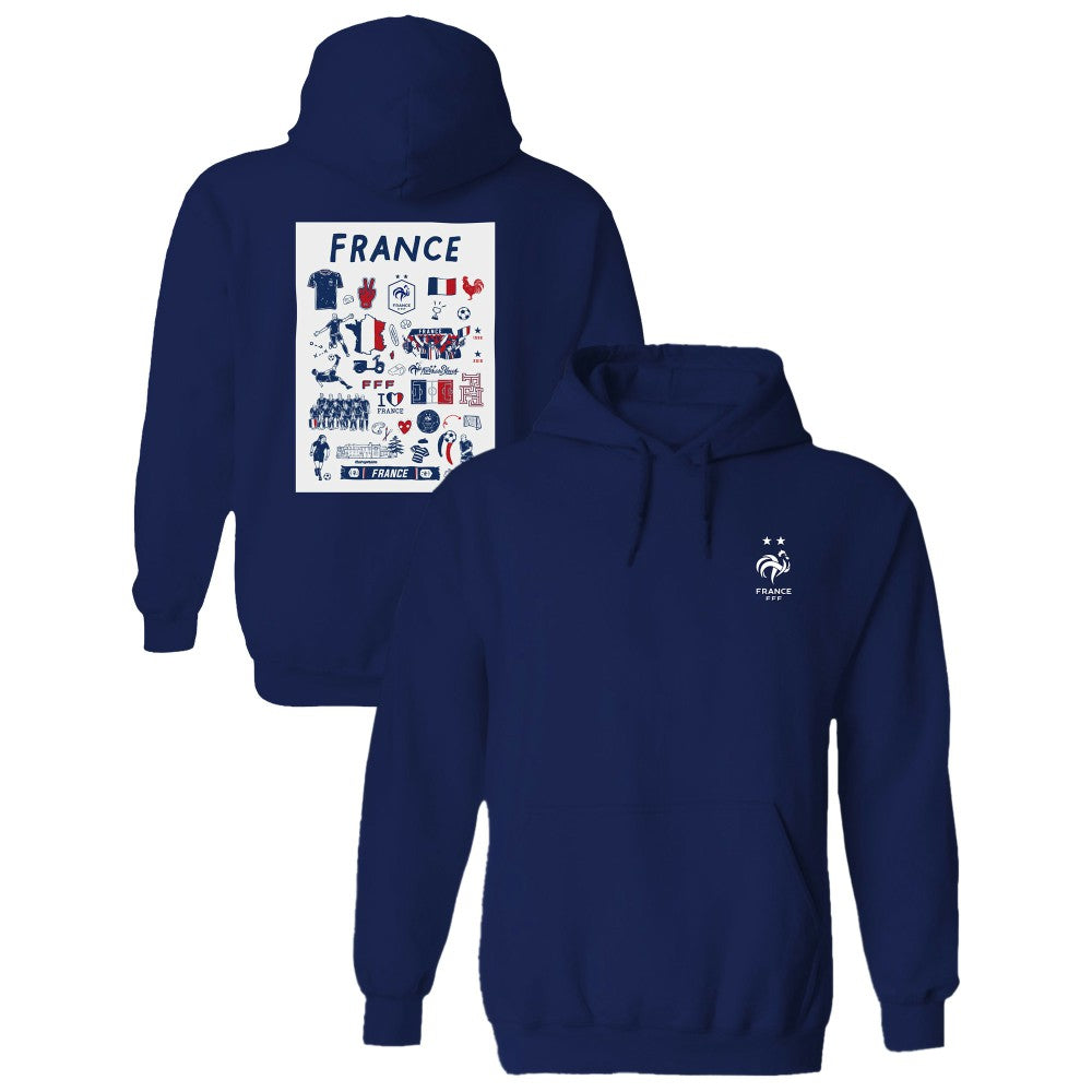 France National Team Vive La Fete Women's Impressions Artwork Hoodie -  Navy