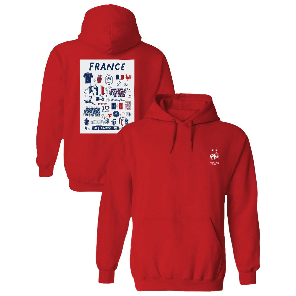 France National Team Vive La Fete Women's Impressions Artwork Hoodie -  Red