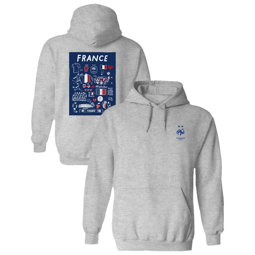 France National Team Vive La Fete Women's Impressions Artwork Hoodie -  Gray