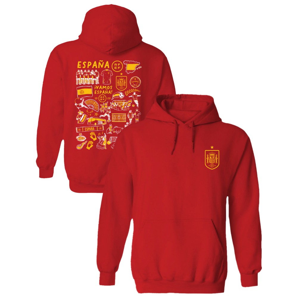 Spain National Team Vive La Fete Women's Impressions Artwork Hoodie -  Red
