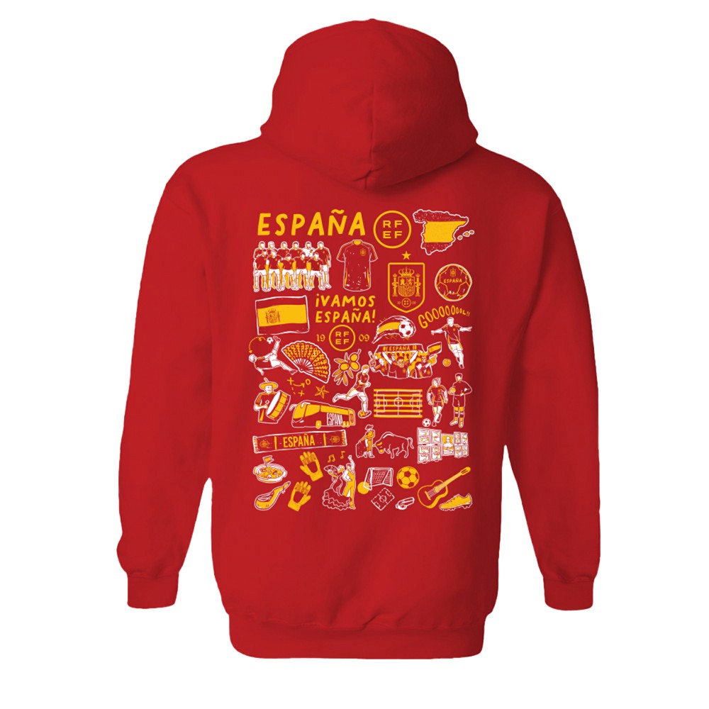 Spain National Team Vive La Fete Women's Impressions Artwork Hoodie -  Red