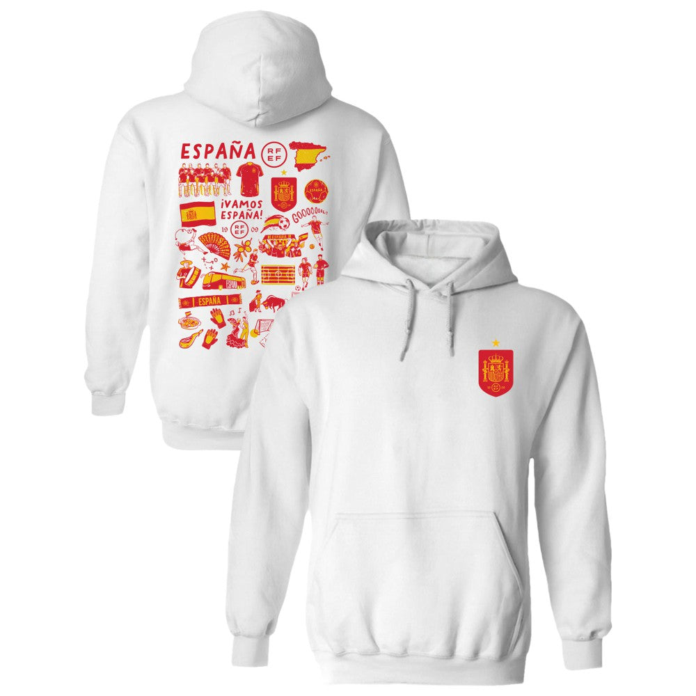 Spain National Team Vive La Fete Women's Impressions Artwork Hoodie -  White