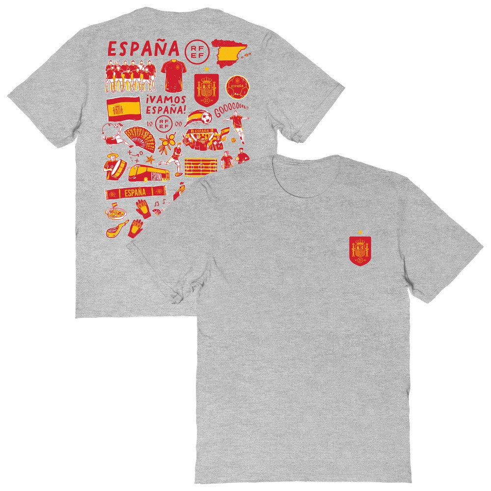 Spain National Team Vive La Fete Women's Impressions Artwork Fitted T-Shirt -  Gray
