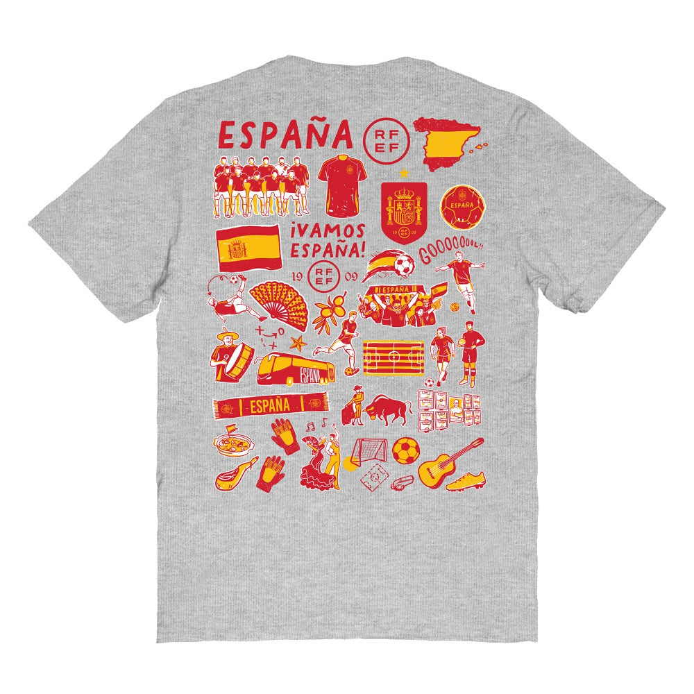 Spain National Team Vive La Fete Women's Impressions Artwork Fitted T-Shirt -  Gray
