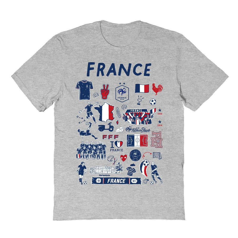 France National Team Vive La Fete Women's Impressions Artwork Fitted T-Shirt -  Gray
