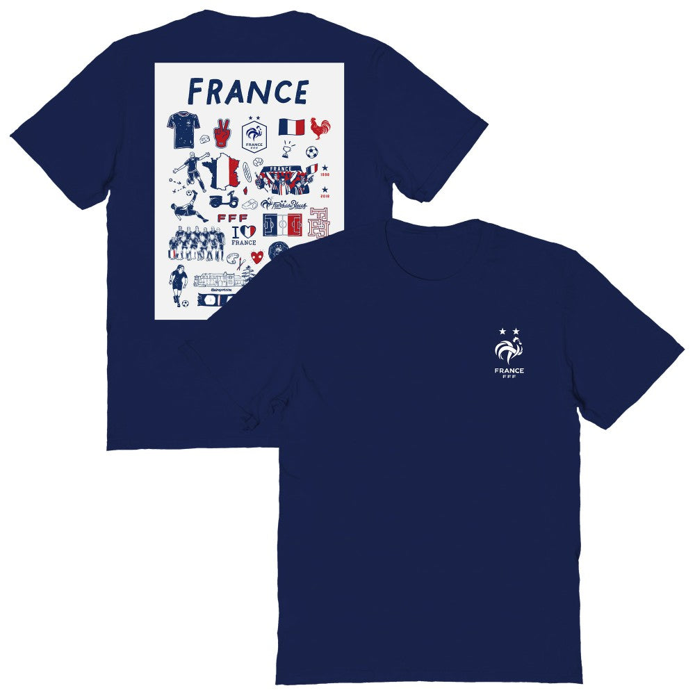 France National Team Vive La Fete Women's Impressions Artwork Fitted T-Shirt -  Navy