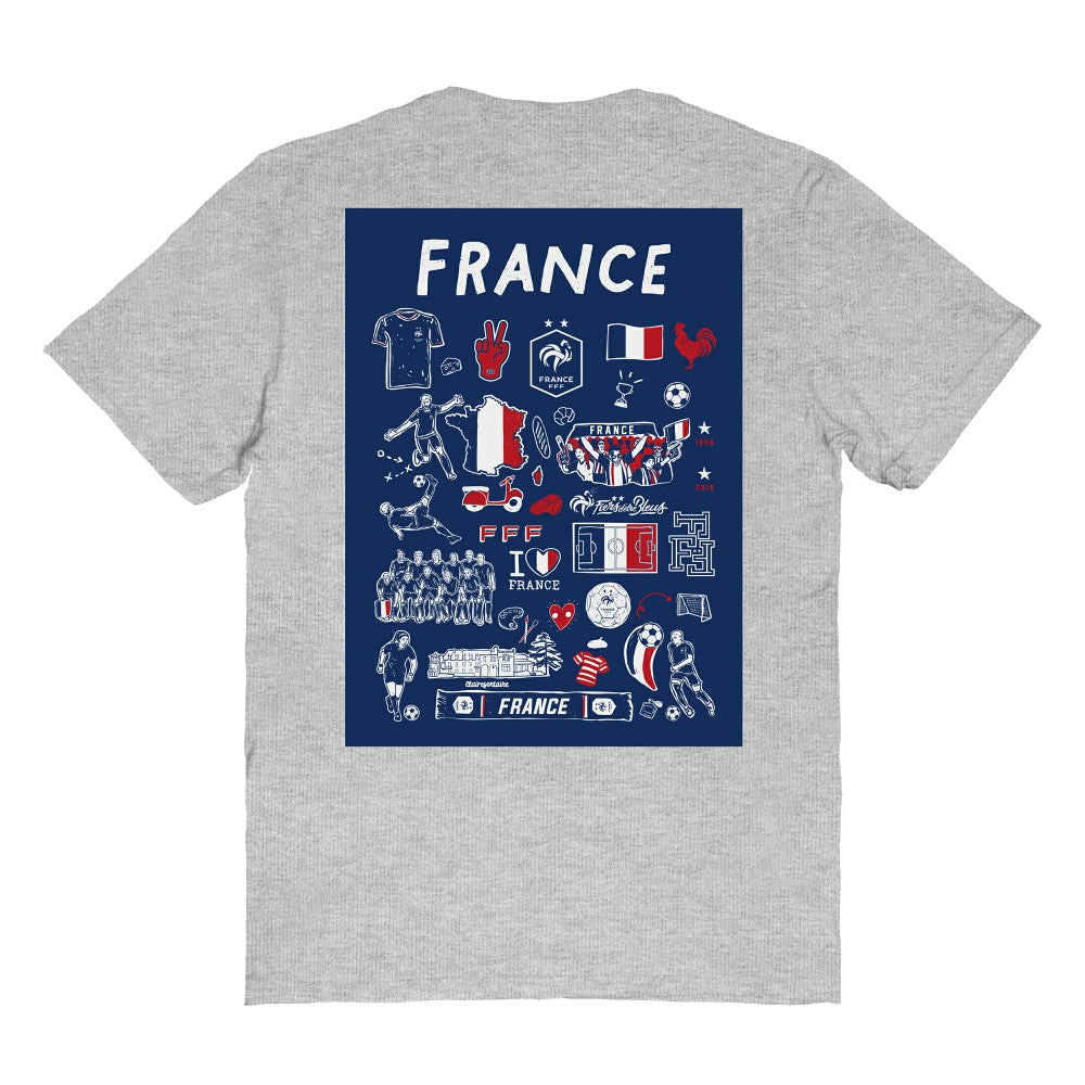 France National Team Vive La Fete Women's Impressions Artwork Fitted T-Shirt -  Gray