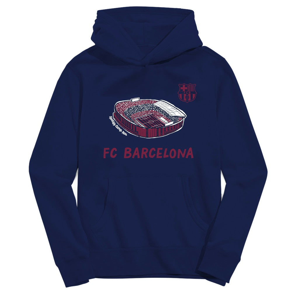 Barcelona Vive La Fete Youth Stadium Style Hoodie -  Navy
