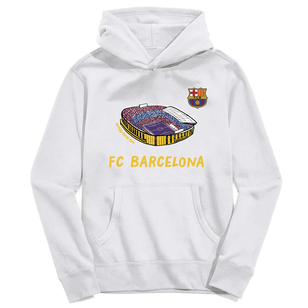 Barcelona Vive La Fete Youth Stadium Style Hoodie -  White