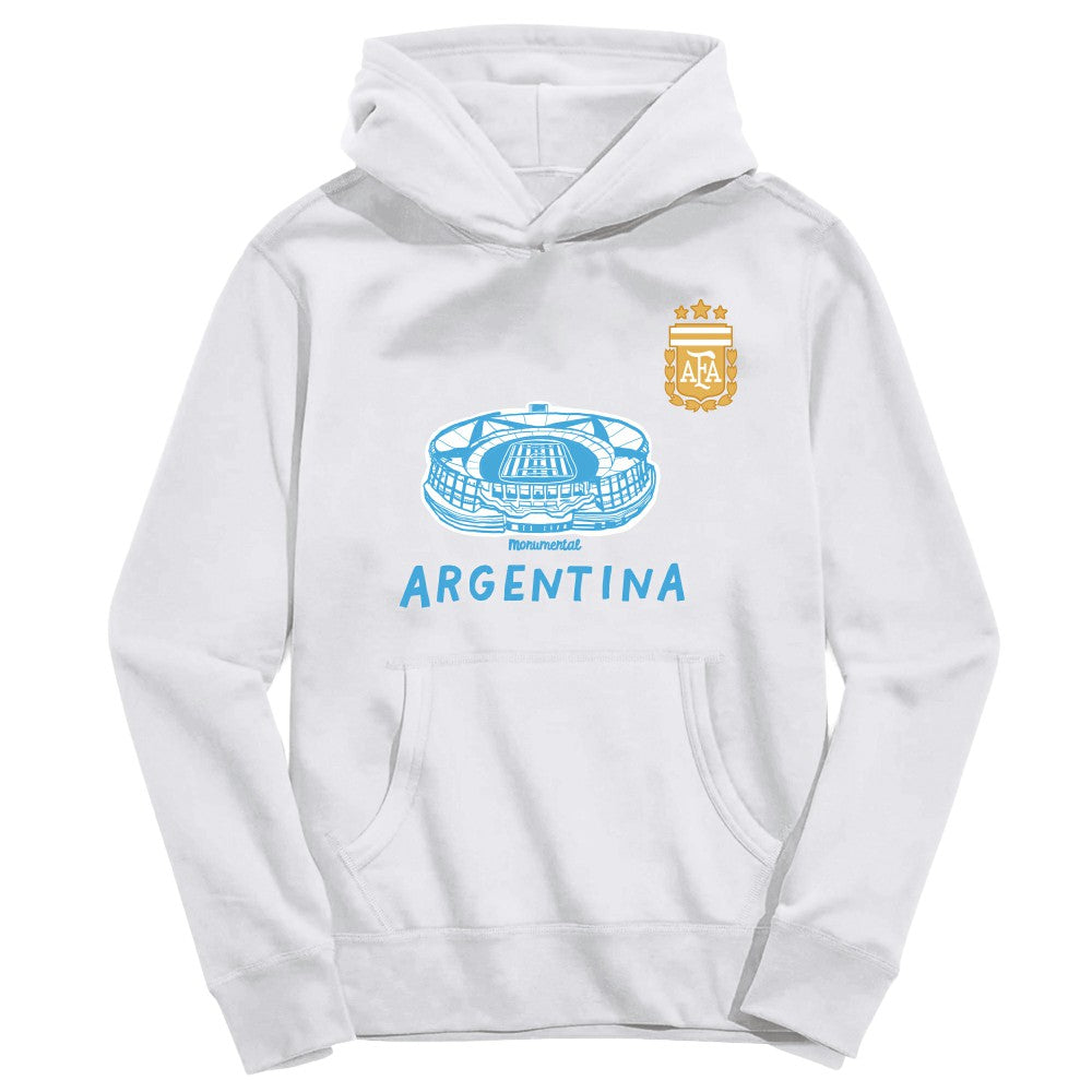 Argentina National Team Vive La Fete Youth Stadium Style Hoodie -  White