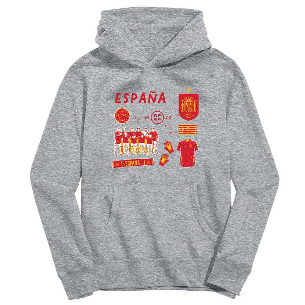 Spain National Team Vive La Fete Youth Impressions Icons Hoodie -  Gray