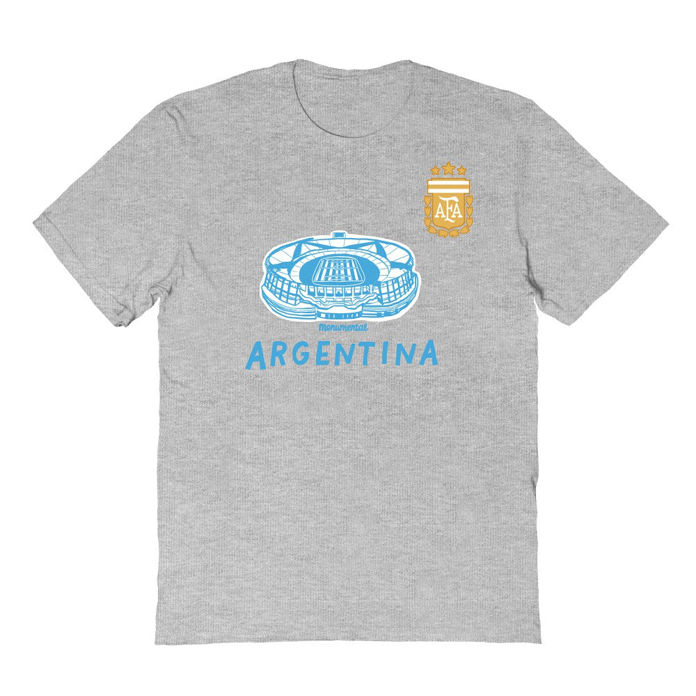 Argentina National Team Vive La Fete Youth Chilena Style T-Shirt -  Gray