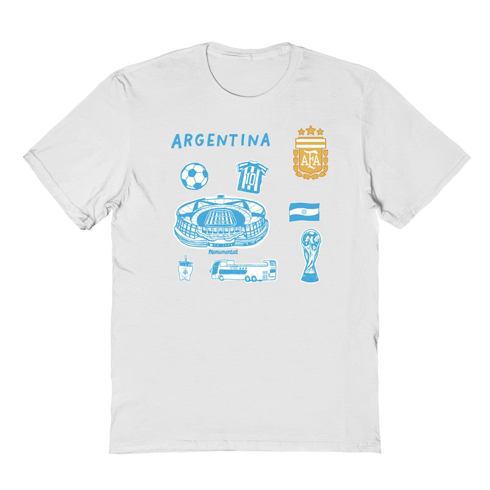 Argentina National Team Vive La Fete Youth Impressions Icons T-Shirt -  White