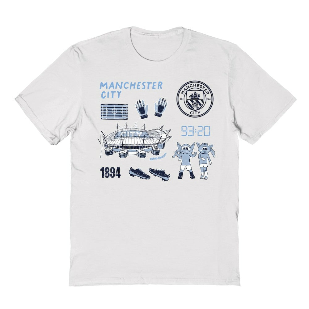 Manchester City Vive La Fete Youth Impressions Icons T-Shirt -  White