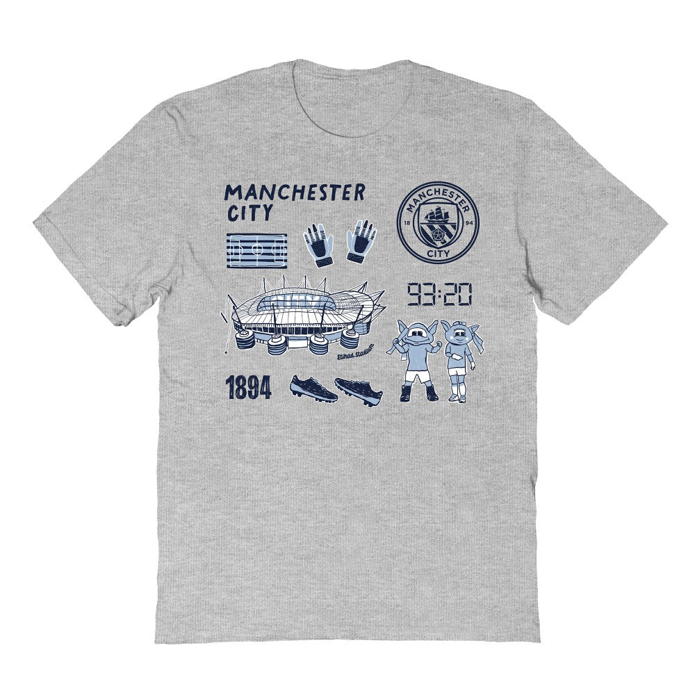 Manchester City Vive La Fete Youth Impressions Icons T-Shirt -  Gray