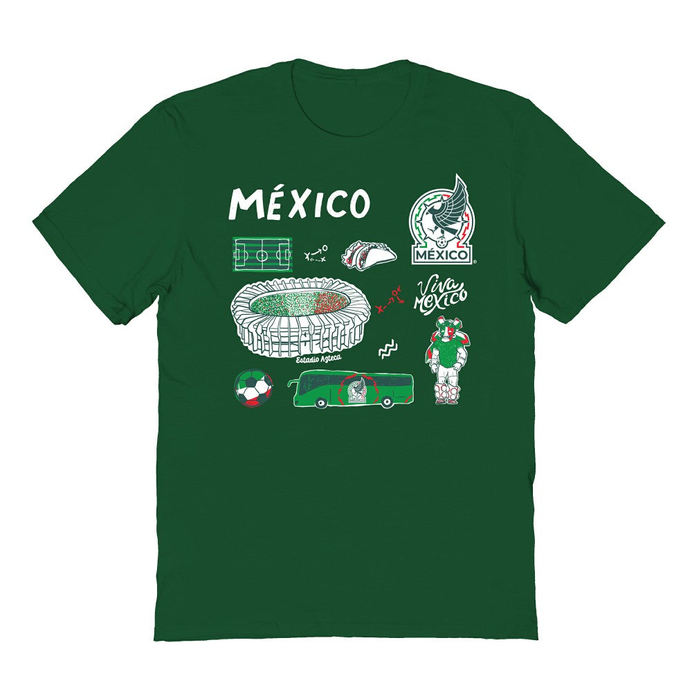 Mexico National Team Vive La Fete Youth Impressions Icons T-Shirt -  Green